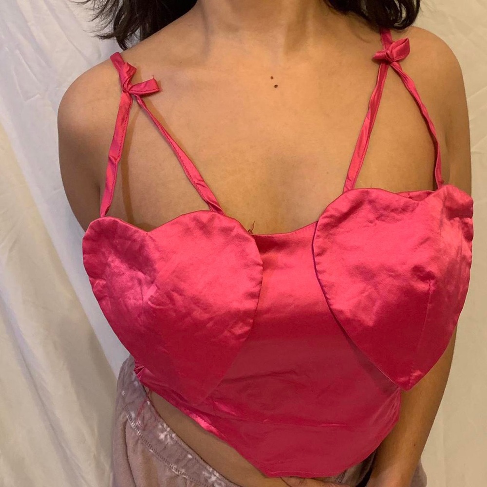 pink silk heart top